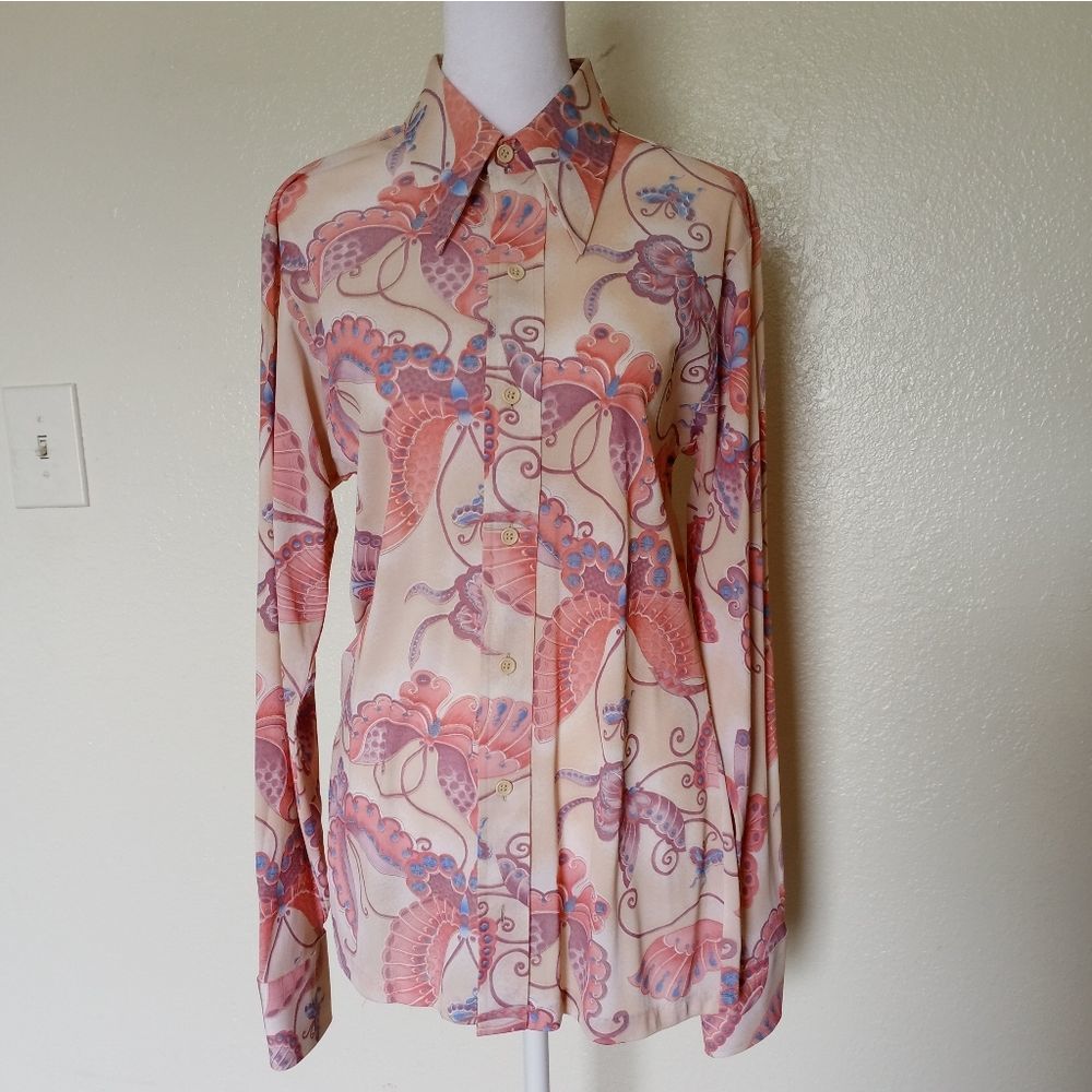 Authentic Original Vintage Style Pink and Purple Button Down Shirt